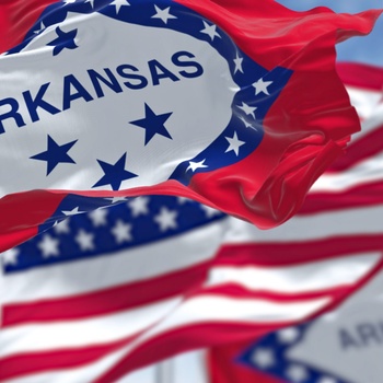 Arkansas og Stars and Stripes flag