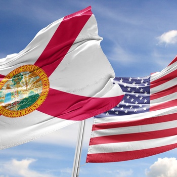 Floridas flag og Stars and Stripes