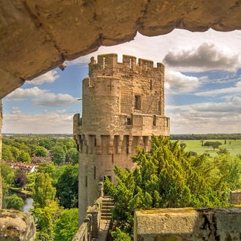 Udsigt fra Warwick Castle i Midtengland