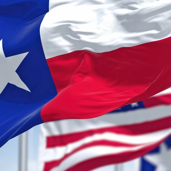 Texas flag og Stars and Stripes
