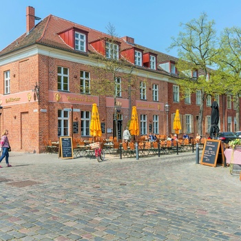 Holländisches Viertel med 134 røde teglstenshuse, Potsdam i Brandenburg, Tyskland