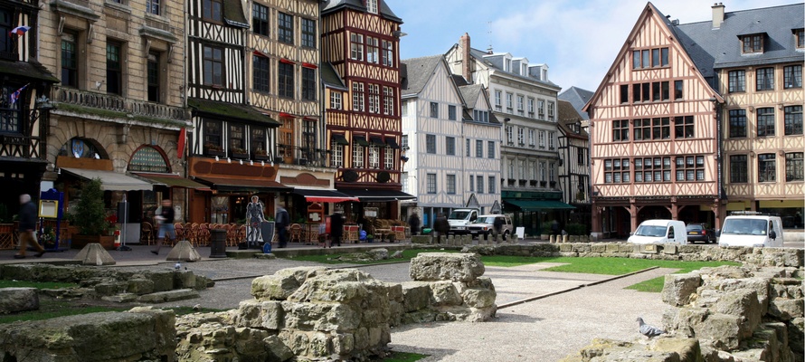 Den gamle markedsplads i Rouen, Normandiet i Frankrig