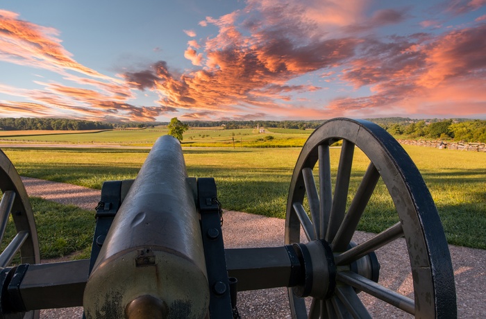 Kanon der peger mod Battlefield of Gettysburg i Pennsylvania