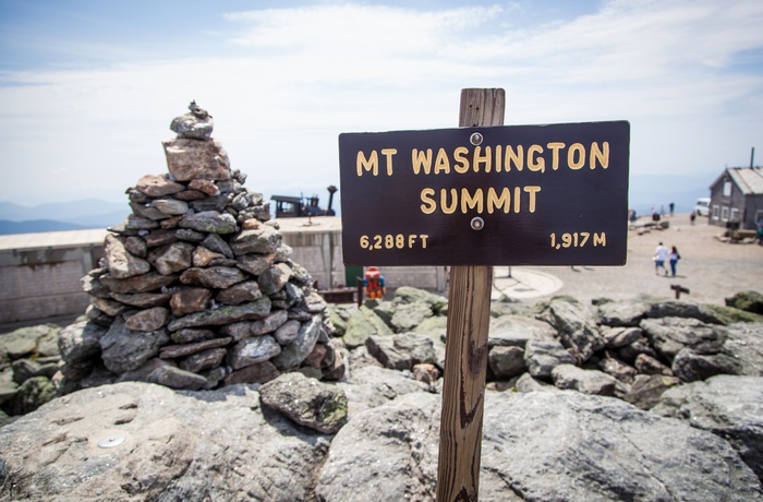 Toppen af Mount Washington i New Hampshire, USA