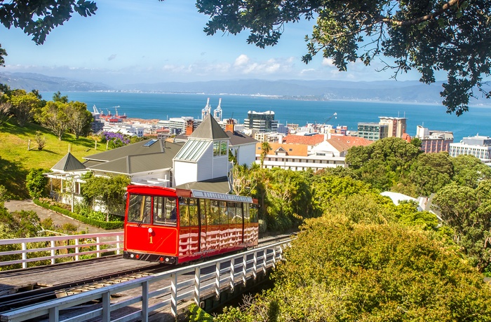 Kabelbanen / sporvognen til Botanisk Have i Wellington, New Zealand