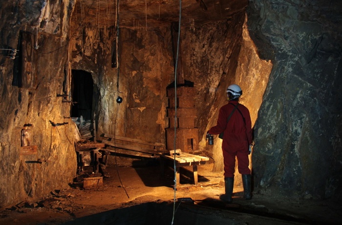Minegang i Sølvminen i Kongsberg, Norge