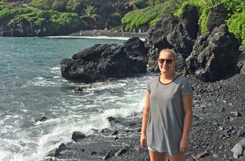 Anne-Dorthe på Black Sand Beach - Hawaii