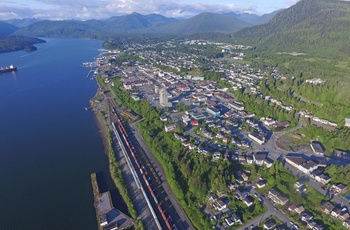 Luftfoto af Prince Rupert i British Columbia
