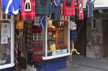 Butik på The Royal Mile i Edinburgh, Skotland