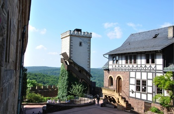 Tårnet på Wartburg Slot i Eisenach i Thüringen, Tyskland