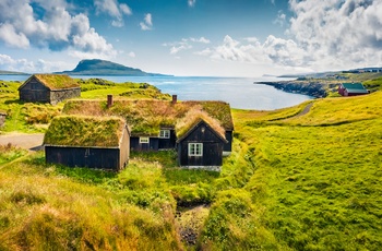 Traditionelle huse på øen Streymoy, Færøerne