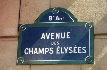 Avenue Champs Élysées gadeskilt i Paris