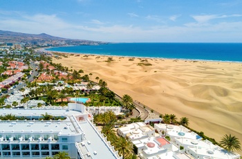 Stranden og sandklitterne i Maspalomas, Gran Canaria i Spanien