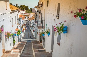 Stejl gade i Mijas, Andalusien