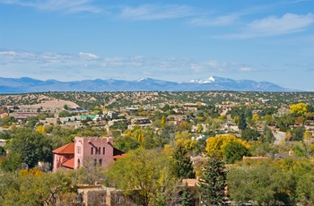 Udsigt ud over Santa Fe i New Mexico, USA