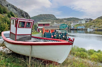 Fiskerlandsbyen Quidi Vidi og bryggeriet der brygger Iceberg Beer på Newfoundland