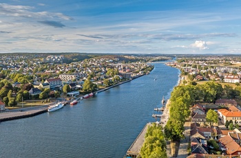 Floden Glomma og Fredrikstad i Norge