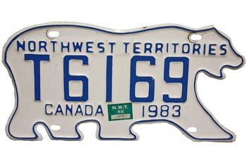 Nummerplade i Northwest Territories formet som en isbjørn - Canada