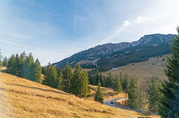 Oberjoch Pass og Bad Hindelang Valley om efteråret, Sydtyskland