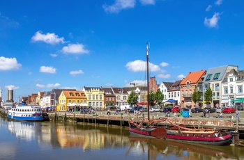 Havnebyen Husum i Schleswig-Holstein, Tyskland