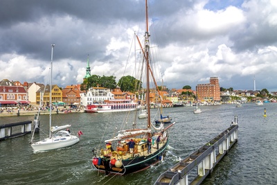 Sejlbåde ved Kappeln i Slesvig-Holsten - Tyskland
