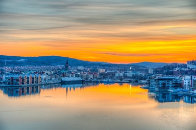 Solnedgang over Sundsvall, Sverige