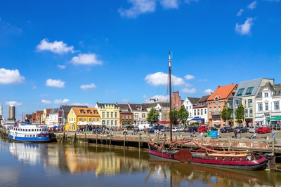 Havnebyen Husum i Schleswig-Holstein, Tyskland