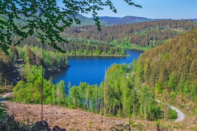 Harzen Nationalpark med skov og sø, Tyskland