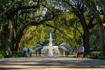 Forsyth Park i Savannah, Georgia i USA