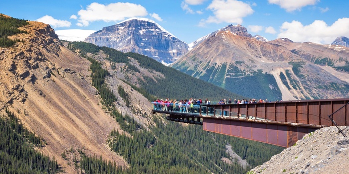 Columbia Icefield Skywalk i Jasper National Park, Alberta i Canada