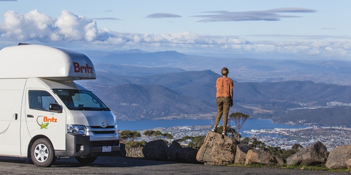 Mount Wellington Tasmanien med Britz autocamper