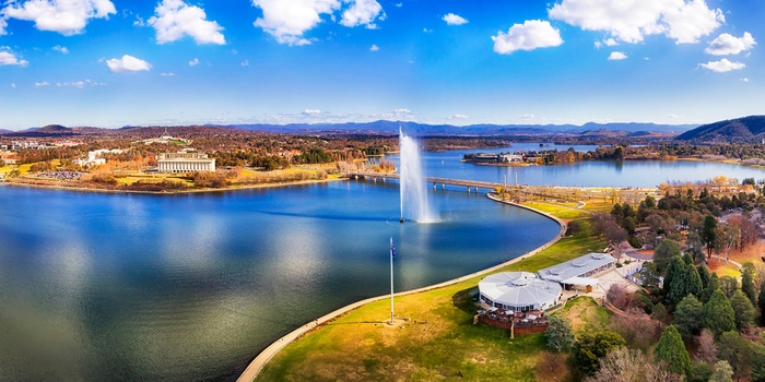 Udsigt til hovedstaden, Canberra i Australien