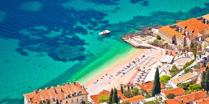Banje stranden i Dubrovnik, Dalmatien i Kroatien