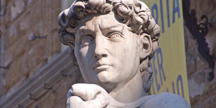 Kopi af David statuen foran Palazzo Vecchio i Firenze, Toscana