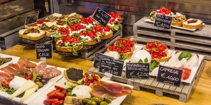Lækkerier på Mercato Centrale - marked i Firenze