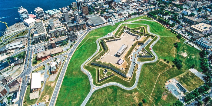 Luftfoto af citadellet (fæstningsanlægget) i Halifax, Canada