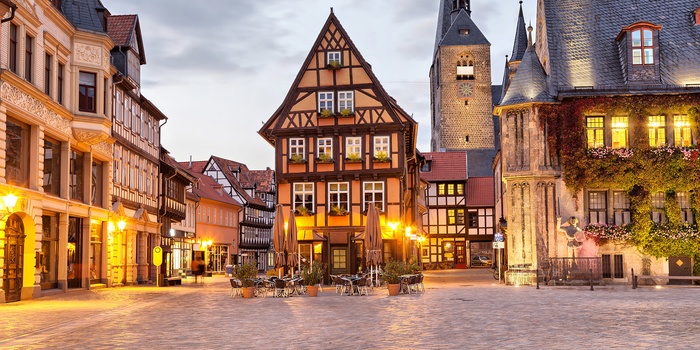 Market Square i Quedlingburg, Harzen