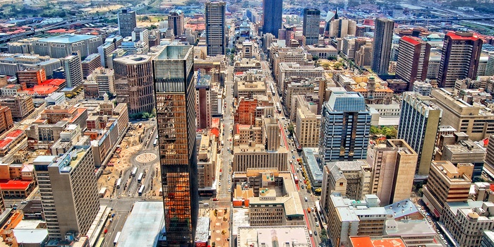 Udsigt ud over Downtown Johannesburg, Sydafrika