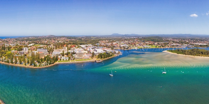 Luftfoto af Port Macquarie, New South Wales i Australien