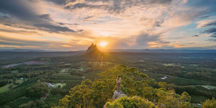 Glass House Mountains nær Sunshine Coast i Queensland, Australien