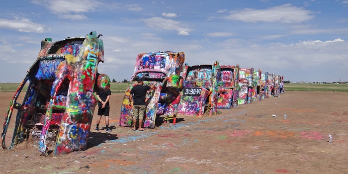 Cadillac Ranch i Amarillo, Texas i USA