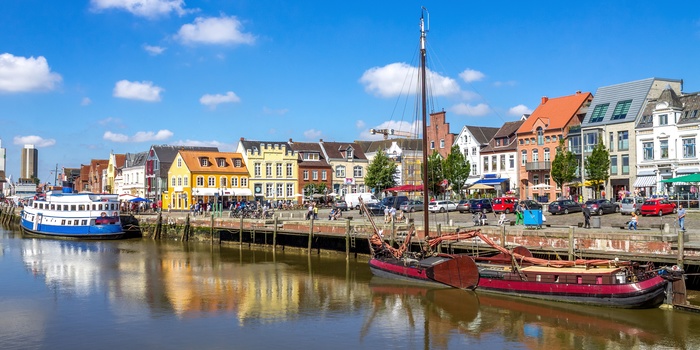 Havnebyen Husum i Schleswig-Holstein, Tyskland