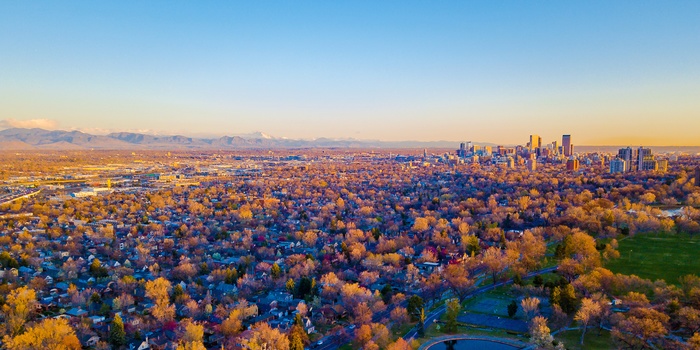 Udsigt til Denver, Colorado i USA