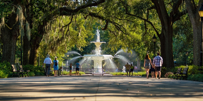 Forsyth Park i Savannah, Georgia i USA