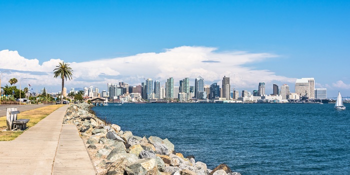 Udsigt til San Diego skyline i Californien, USA