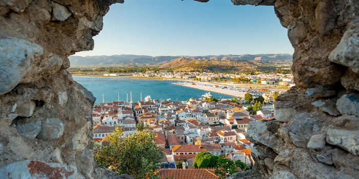 Udsigt fra Palamidi fæstningen til Nafplio på Peloponnes - Grækenland