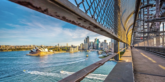 Sydney Harbour bridge og Operahuset