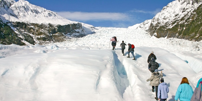 Vandring på Fox Gletsjer i New Zealand