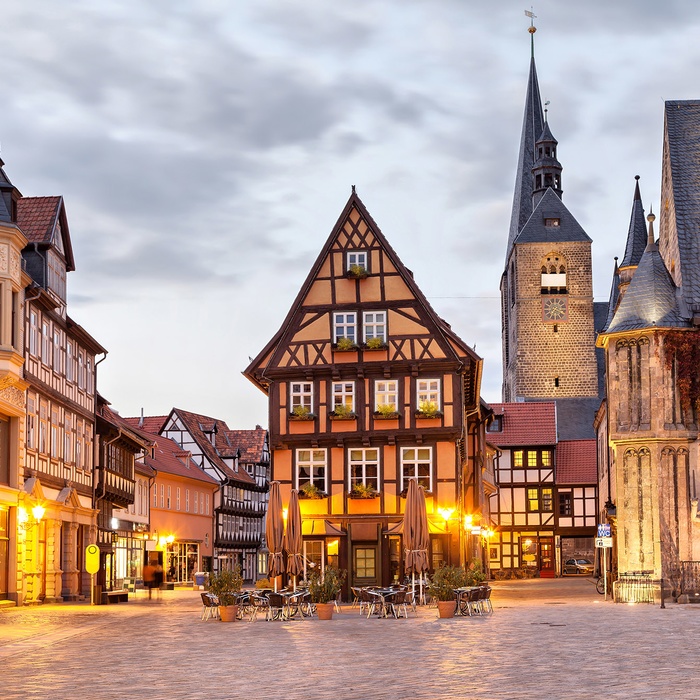 Market Square i Quedlingburg, Harzen