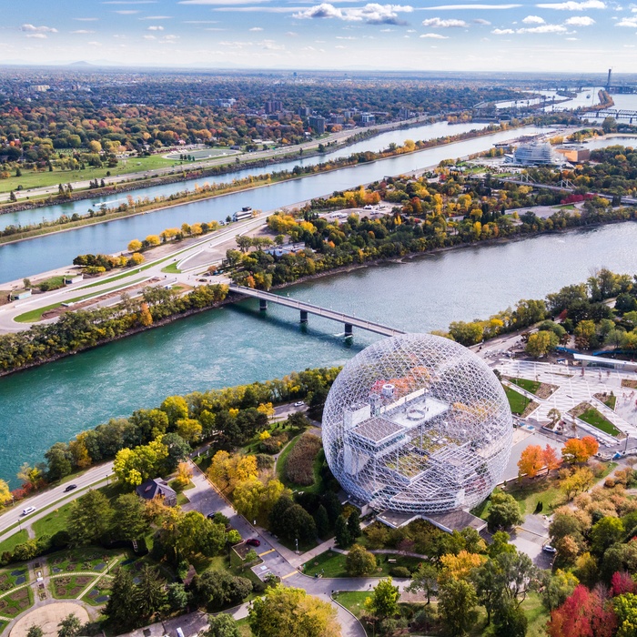 Montreal Biosphere på Ile-Sainte-Helene i St. Lawrence floden, Quebec i Canada